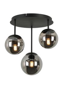 Novel Deckenleuchte , Schwarz, Chromfarben , Metall, Kunststoff, Glas , 36x38x35.5 cm , Lampen & Leuchten, Innenbeleuchtung, Deckenlampen, Deckenlampen
