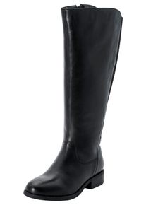 sheego Witt Damen Weitschaftstiefel mit elastischem Einsatz, schwarz, Gr&ouml;&szlig;e 42, 100% Leder