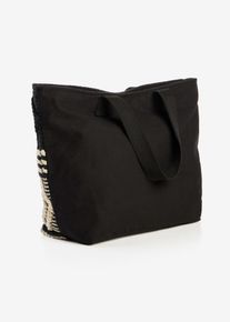 Shopper Canvas mit graphischer Struktur in weiss, Gr&ouml;sse 31x38 cm, bonprix