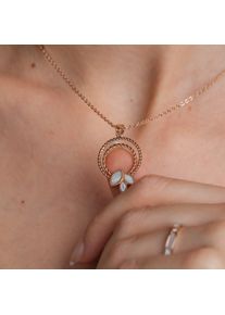 Holzkern Visual Halskette Damen Ros&eacute; und Wei&szlig;es Perlmutt