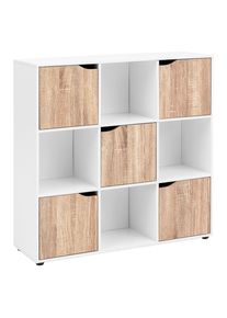 Mid.you Regal , Eichefarben, Weiss , Holzwerkstoff , 2 F&auml;cher , 89x91x29 cm , stehend , Wohnzimmer, Regale, B&uuml;cherregale