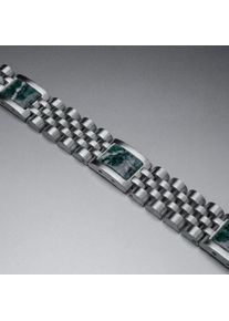Holzkern Armband Pentachord (Gr&uuml;ner Marmor/Silber), Naturholz, Herren, gr&ouml;&szlig;enverstellbar
