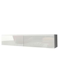 P & B Lowboard , Weiss Hochglanz , Kunststoff , kaltweiss , 140x30x33 cm , Fsc, Made in EU , stehend, h&auml;ngend, Beleuchtung, in verschiedenen Holzdekoren erh&auml;ltlich , Wohnzimmer, TV M&ouml;bel, Lowboards, Lowboards stehend