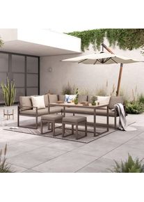 Ambia Garden Dining-Loungeset , Braun , Metall, Kunststoff , einzeln stellbar , 240.5x176 cm , Gartenm&ouml;bel, Gartengarnituren, Gartenm&ouml;bel-Set