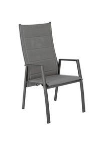 Amatio Gartensessel , Anthrazit, Dunkelgrau , Metall, Textil , eckig, Flachrohr , 56x110x65 cm , Gartenm&ouml;bel, Gartenst&uuml;hle, Gartensessel