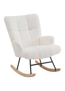P & B Schaukelstuhl , Beige , Holz, Metall, Textil , Kautschukholz , massiv, Sperrholz , 67x85x85 cm , Wohnzimmer, Sessel, Schaukelst&uuml;hle