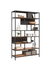 Ambia Home Regal , Schwarz, Akaziefarben , Holz, Metall , Akazie, Mangoholz , vollmassiv , Holz , 8 F&auml;cher , 120x201x38 cm , stehend, In verschiedenen Gr&ouml;ssen erh&auml;ltlich , Wohnzimmer, Regale, B&uuml;cherregale