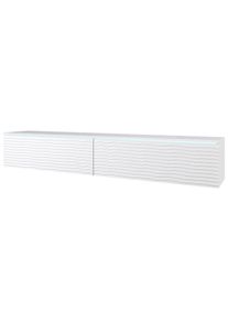 P & B Lowboard , Weiss , Kunststoff , kaltweiss , 180x30x33 cm , FSC , stehend, h&auml;ngend, Beleuchtung , Wohnzimmer, TV M&ouml;bel, Lowboards, Lowboards stehend