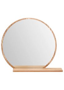 Xora Wandspiegel , Eichefarben , Glas, Holzwerkstoff , rund , 65x56x17 cm , Ablage , Spiegel, Wandspiegel