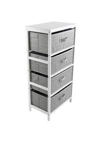 CARRYHOME Kommode , Grau, Weiss , Holz, Textil, Karton, Holzwerkstoff , Kiefer , massiv , 4 Schublade(n) Schubladen , 46x94x30 cm , Typenauswahl, stehend, In verschiedenen Gr&ouml;ssen erh&auml;ltlich , Kleinm&ouml;bel, Kommoden, Kommoden