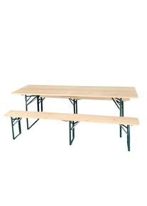 Biertischgarnitur , Braun , Holz , 48-teilig , Spiesstanne , 70x77x220 cm , Gartenm&ouml;bel, Gartengarnituren, Gartenm&ouml;bel-Sets