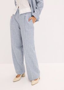 Bundfaltenhose aus leichtem Leinen-Mix in blau, Gr&ouml;sse 36, bonprix