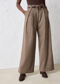 Weite Bundfaltenhose mit weichem Wollanteil in braun, Gr&ouml;sse 54, bonprix