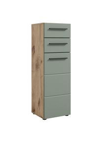 Mid.you Midischrank , Eichefarben, Schilfgr&uuml;n , Kunststoff , 1 F&auml;cher , 2 Schublade(n) Schubladen , 34x104x31 cm , stehend , Badezimmer, Badm&ouml;belsets & -serien, Badm&ouml;belserien