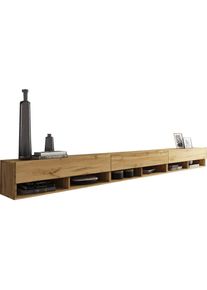 P & B Lowboard , Eiche Wotan , Kunststoff , kaltweiss , 300x30x31 cm , Fsc, Made in EU , stehend, h&auml;ngend , Wohnzimmer, TV M&ouml;bel, Lowboards, Lowboards stehend