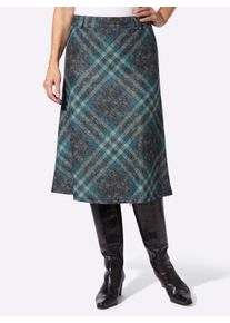 WITT Damen Karorock in Flanell-Optik, aquapetrol-schwarz-kariert, Gr&ouml;&szlig;e 46, 93% Polyester, 7% Viskose