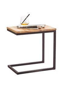 Xora Beistelltisch , Schwarz, Eichefarben , Holz, Metall , Wildeiche , massiv , rechteckig , C-Form , 45x45x30 cm , Wohnzimmer, Wohnzimmertische, Beistelltische, Beistelltische Holz