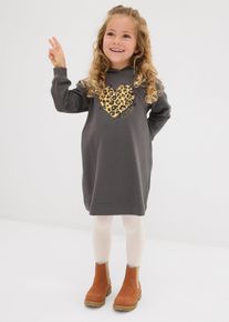 Sweatkleid aus reiner Bio-Baumwolle in grau, Gr&ouml;sse 128/134, 100% Baumwolle, bonprix