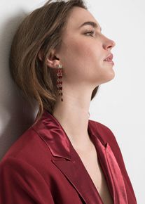 Boucles d&rsquo;oreilles en or, Taille Onesize, Couleur/Motif: couleur dor&eacute;e/rouge fonc&eacute;, bonprix