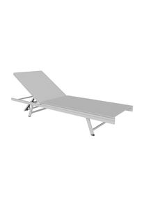 Ambia Garden Sonnenliege , Weiss , Metall, Textil , 64x30x197 cm , R&uuml;ckenlehne verstellbar , Gartenm&ouml;bel, Gartenliegen, Sonnenliegen
