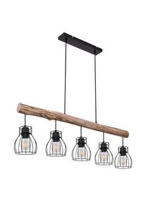 Novel H&auml;ngeleuchte , Naturfarben, Schwarz , Holz, Metall , Eukalyptusholz , Hartholz , Uni , l&auml;nglich , 13.6x140x104 cm , Lampen & Leuchten, Innenbeleuchtung, H&auml;ngelampen, Pendelleuchten