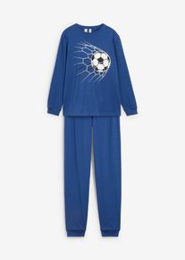 Pyjama aus reiner Bio-Baumwolle in blau, Gr&ouml;sse 140/146, 100% Baumwolle, bonprix