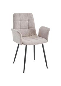 Stylife Armlehnstuhl , Taupe , Metall, Textil , konisch , 61x87x55 cm , Esszimmer, Stuhl, Polsterst&uuml;hle