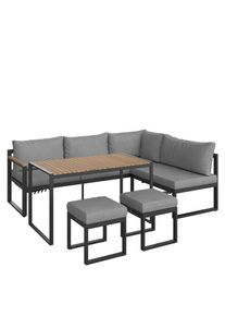 Ambia Garden Gartengarnitur , Anthrazit, Grau, Akaziefarben , Holz, Metall, Textil , Akazie , massiv , F&uuml;llung: Komfortschaum,Komfortschaum,Komfortschaum , 213x160 cm , Sitzfl&auml;che klappbar , Gartenm&ouml;bel, Gartengarnituren, Gartenm&ouml;bel-Sets