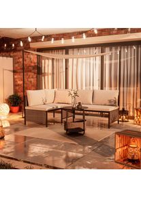 Ambia Garden Loungegarnitur , Anthrazit, Grau, Schwarz, Weiss , Metall, Textil , 2-teilig , F&uuml;llung: Polyester,Schaumstoff , L-Form , 187.8x124.5 cm , Gartenm&ouml;bel, Loungem&ouml;bel, Lounge-Serien