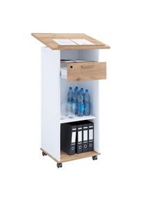 Mid.you Stehpult , Weiss, Honigeiche , Holzwerkstoff , 108,3 cm Schubladen , 50x108.3x60 cm , Stauraum , B&uuml;rom&ouml;bel, Schreibtische, Stehpult