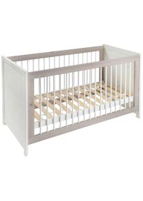 My Baby Lou Gitterbett , Grau, Weiss , Holz, Holzwerkstoff , Buche , massiv , 80x76.5x145 cm , Lattenrost inklusive, h&ouml;henverstellbar , Baby- und Kinderm&ouml;bel, Babyzimmer, Babybetten, Gitterbetten