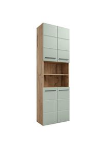 Mid.you Hochschrank , Eichefarben, Schilfgr&uuml;n , Kunststoff , 2 F&auml;cher , 60x190x31 cm , stehend , Badezimmer, Badm&ouml;belsets & -serien, Badm&ouml;belserien