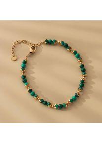Holzkern Fireworks Armband Damen Gold und Malachit