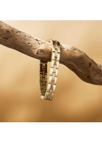 Holzkern Armband Kensington (Zebrano/Gold) II, Naturholz, Damen, gr&ouml;&szlig;enverstellbar