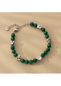 Holzkern Fireworks Armband Damen Silber und Malachit