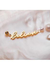 Holzkern Believe-Charm Damen Gold und Perle