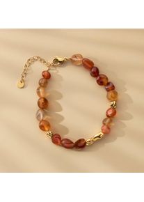 Holzkern Fireworks Armband Damen Gold und Achat