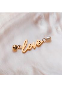 Holzkern Love-Charm Damen Gold und Perle
