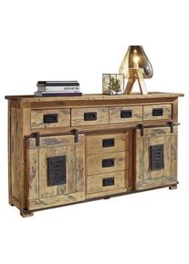 Livetastic Sideboard , Naturfarben , Holz , Mangoholz , massiv , 2 F&auml;cher , 7 Schublade(n) Schubladen , 150x90x45 cm , Typenauswahl , Kleinm&ouml;bel, Kommoden, Sideboards