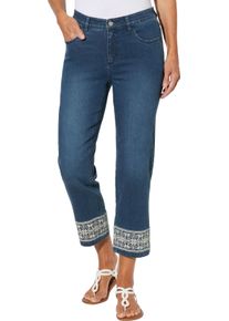 Damen 7/8-Jeans mit Stickerei am Saum blue-stone-washed