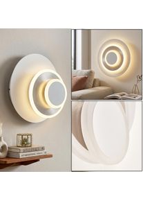 hofstein LED Ring-Wandleuchte Lemik mit konzentrischen Lichtkreisen, verstellbar, 3000 Kelvin warmwei&szlig; Aus Metall in Nickel-Matt mit wei&szlig;em Acrylglasschirm