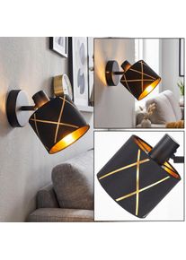 hofstein Opatija Wandleuchte mit schwarz-goldenem Stoffschirm, verstellbarer Wandspot Metallausf&uuml;hrung mit &oslash; 12 cm, E14-Fassung, extern dimmbar, Modern-Retro-Stil als Licht am Sofa