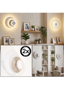 hofstein LED Wandleuchte Lemik, 2er-Set, Ringrelief, verstellbar, 3000 Kelvin warmwei&szlig; Aus Metall in Nickel-Matt mit wei&szlig;em Acrylglas, 1490 Lumen und 20 Watt