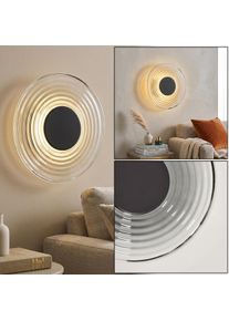 hofstein LED Wandleuchte Liriel, klar-rauchfarbener Glasschirm mit Rillen, 3000 Kelvin warmwei&szlig; Aus Metall, &oslash; 30 cm, 352 Lumen, indirekte Beleuchtung