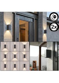hofstein LED Hoods Au&szlig;enwandleuchte Up Down 2er-Set IP44 mit einstellbarem Lichtkegel anthrazitfarbenes Metallgeh&auml;use in rechteckiger Form, 4000 Kelvin, 600 Lumen, 5 Watt