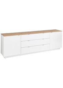 Mid.you Lowboard , Weiss, Eiche Artisan , Holzwerkstoff , 3 F&auml;cher , 3 Schublade(n) Schubladen , 240x77x44 cm , Wohnzimmer, TV M&ouml;bel, Lowboards