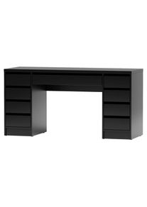 Livetastic Schreibtisch , Schwarz , Holzwerkstoff , 9 Schublade(n) Schubladen , rechteckig , 55x77.6x152.6 cm , B&uuml;rom&ouml;bel, Schreibtische, B&uuml;rotische