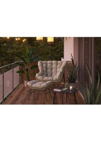 Beldano Garten-Relaxsessel , Gelb, Beige , Metall, Kunststoff, Textil , 110x42x97.5 cm , Gartenm&ouml;bel, Gartenliegen, Liegest&uuml;hle
