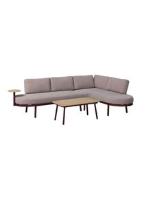 Ambia Garden Loungegarnitur , Creme, Weinrot , Metall, Kunststoff, Textil , 4-teilig , F&uuml;llung: Polyester,Schaumstoff , nicht einzeln stellbar, Eckteil , 255x165 cm , rostfrei, wetterbest&auml;ndig , Gartenm&ouml;bel, Loungem&ouml;bel, Lounge-Serien
