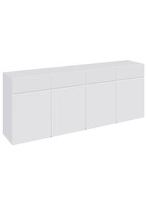 Xora Sideboard , Weiss , Kunststoff , 4 F&auml;cher , 4 Schublade(n) Schubladen , 200x79.6x39.8 cm , Kleinm&ouml;bel, Kommoden, Sideboards